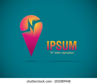 Abstract Vector Emblem. Element Design Template. Creative Concept Icon. Combination of Letter N