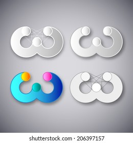 Abstract Vector Emblem. Element Design Template. Creative White and Color Concept Icons. Combination of Letter W
