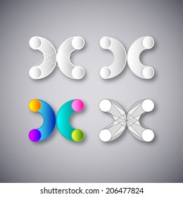 Abstract Vector Emblem. Element Design Template. Creative White and Color Concept Icons. Combination of Letter X