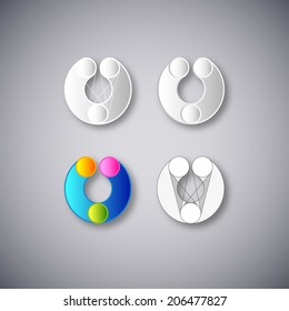 Abstract Vector Emblem. Element Design Template. Creative White and Color Concept Icons. Combination of Letter V