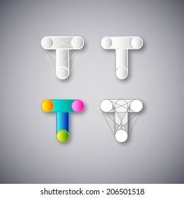 Abstract Vector Emblem. Element Design Template. Creative White and Color Concept Icons. Combination of Letter T
