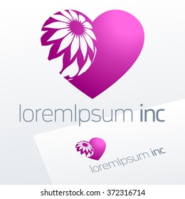 Abstract vector emblem with heart. Logo for Fashion, Cosmetics
