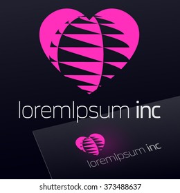 Abstract vector emblem with heart. Logo for Fashion, Cosmetics
