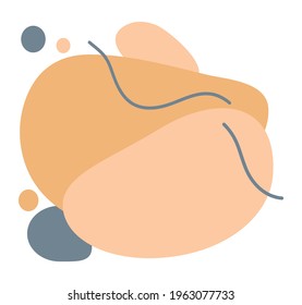 Abstract vector emblem in minimal style with copy space for text - design templates for social media stories and bloggers - simple trendy pastel beige colors scribble shapes design.