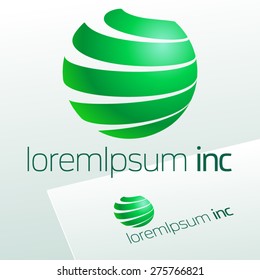 Abstract vector emblem in sphere shape. Logo for Ecology, Pharmacy, Cosmetic activity 