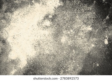 Abstract vector engraving distressed  texture with vintage color tones. Grunge background with curved hatching lines.