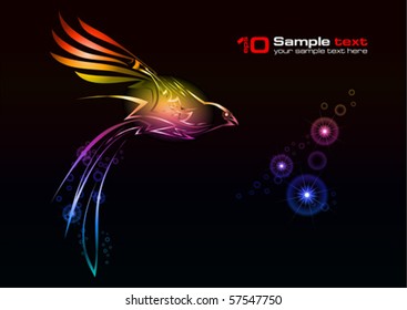 Abstract vector eps10 glowing background. Bird. For your design.