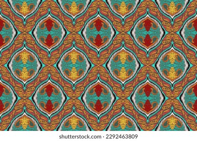 Abstract vector, Ethnic ikat seamless pattern, African style, Chevron embroidery, Paisley embroidery, Navajo aboriginal pattern, Aztec and tribal motifs, geometric pattern, Vector hand drawn style.