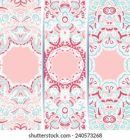 Abstract vector ethnic ornamental pattern banners with frame