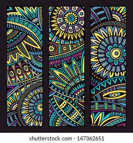 Abstract vector ethnic pattern cards set