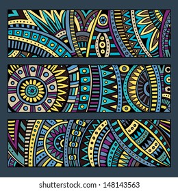 Abstract vector ethnic pattern cards set