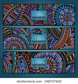 Abstract vector ethnic pattern cards set. part 2