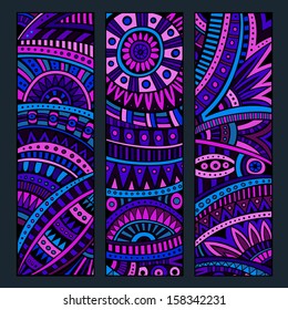 Abstract vector ethnic pattern cards set