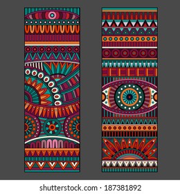 Abstract vector ethnic pattern cards set