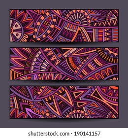 Abstract vector ethnic pattern cards set