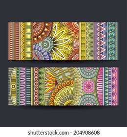 Abstract vector ethnic pattern cards set