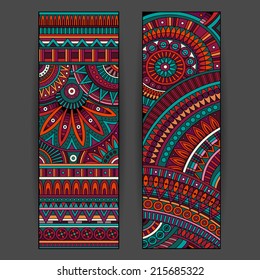 Abstract vector ethnic pattern cards set