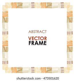 Abstract vector Ethnic square vector border. Tribal Checkered striped frame on white background.