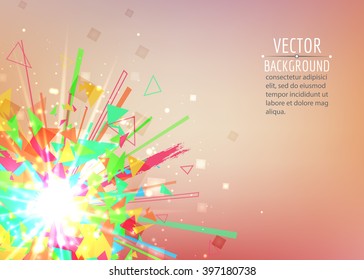 Abstract vector explosion. Colorful glowing blast. Bright abstract background.