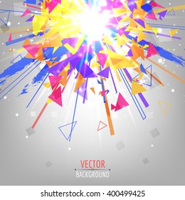 Abstract vector explosion. Colorful glowing blast. Bright abstract background.