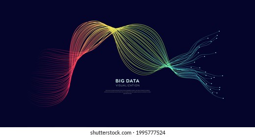 Abstract vector explosion colorful lines equalizer  isolated  technology background. Big data algorithms visualization. Vector illustration in concept of technology, science, quantum explosion.