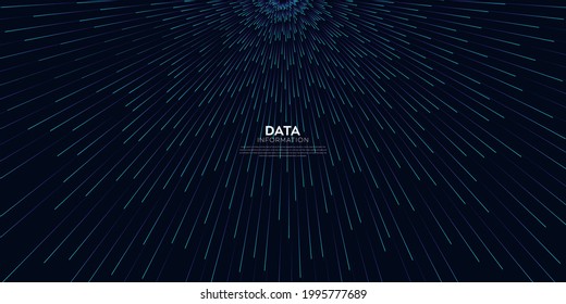 Abstract vector explosion colorful lines equalizer isolated circle shape  technology background. Big data algorithms visualization. Vector illustration in concept of science, technology, quantum.