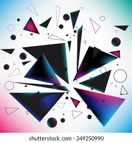 Abstract vector explosion of deifferent geometric shapes. EPS 10