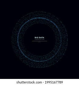 Abstract vector explosion dots line equalizer circle shape isolated technology background. Big data algorithms visualization. Vector illustration in concept of technology, science, quantum explosion.