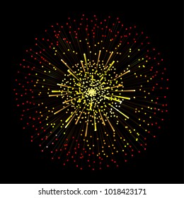 Abstract vector explosion or fireworks on a dark background. Magic light effect background
