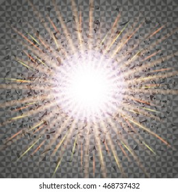 Abstract vector explosion. Star explosion with particles isolated on transparent background.