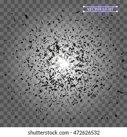 Abstract vector explosion. Star explosion with particles isolated on transparent background.