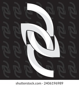 Abstract vector eye shape with two curved lines attached at the top and bottom