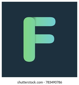 Abstract vector F alphabet letter with gradient and shadow effect