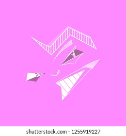 Abstract vector face image 
on a pink background.