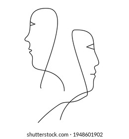 Abstract vector faces symbol. Sketch. Hand drawn.