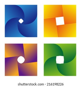 Abstract vector fan template set. Design square logo element. You can use in the media, mobile, camera , financial, mechanical, chemistry, science and other commercial image. 