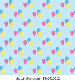 Abstract vector Festive seamless pattern with colorful balloons