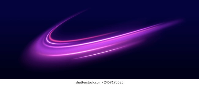 Abstract vector fire circles, sparkling swirls and energy light spiral frames. Light trail wave, fire path trace line, car lights, optic fiber and incandescence curve twirl	
