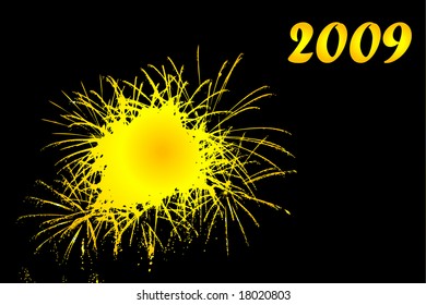 Abstract vector firework on the black background