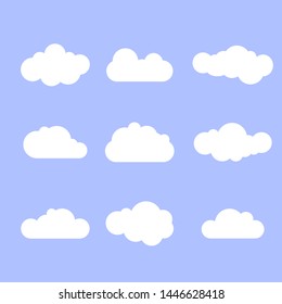 Abstract vector flat clouds. Isolated objects. Simple illustration.