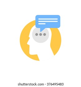 Abstract vector flat design colorful icon of human brain thinking process, emotions, creative ideas, business solutions and development, personal opportunities