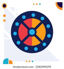 Abstract Vector Flat design illustration of colorful retro geometric shapes with viking theme. Design Elements