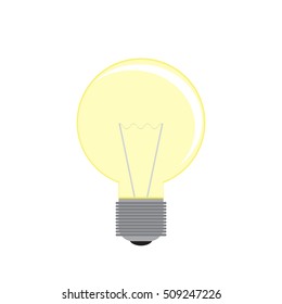 Abstract vector flat design lightbulb with sparkle on violet backround, lamp.