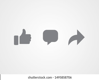 Abstrakte Vektorflachsymbole Design. Wie, Kommentar und teilen Icon-Set. Social Network-Schilder.