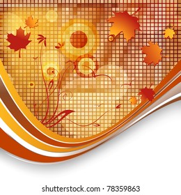 abstract vector floral autumn template with mosaic background. Eps10