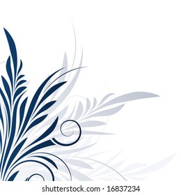 Abstract vector floral background in blue and white color