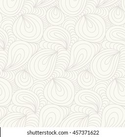 Abstract vector floral background of doodle hand drawn lines. Monochrome wave pattern. Coloring book page. Seamless wallpaper.