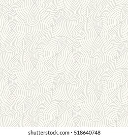 Abstract vector floral background of doodle hand drawn lines. Monochrome wave pattern. Coloring book page. Seamless wallpaper.