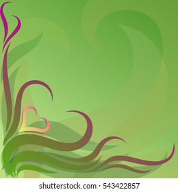 Abstract vector floral background in green and red colors.