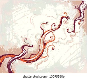 Abstract vector floral background. Hand-drawn illustration 